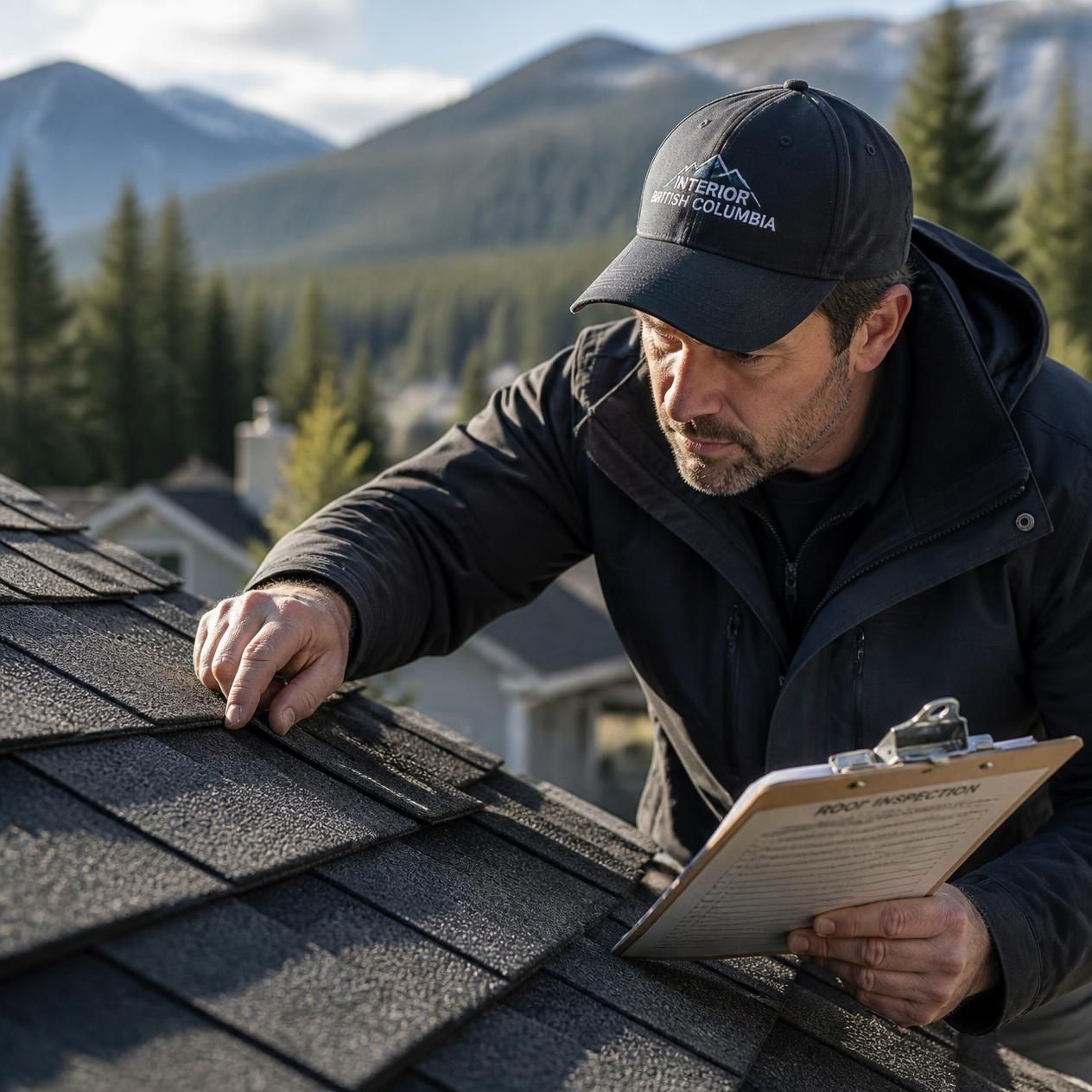 Shuswap home insurance maintenance roof inspection in progress