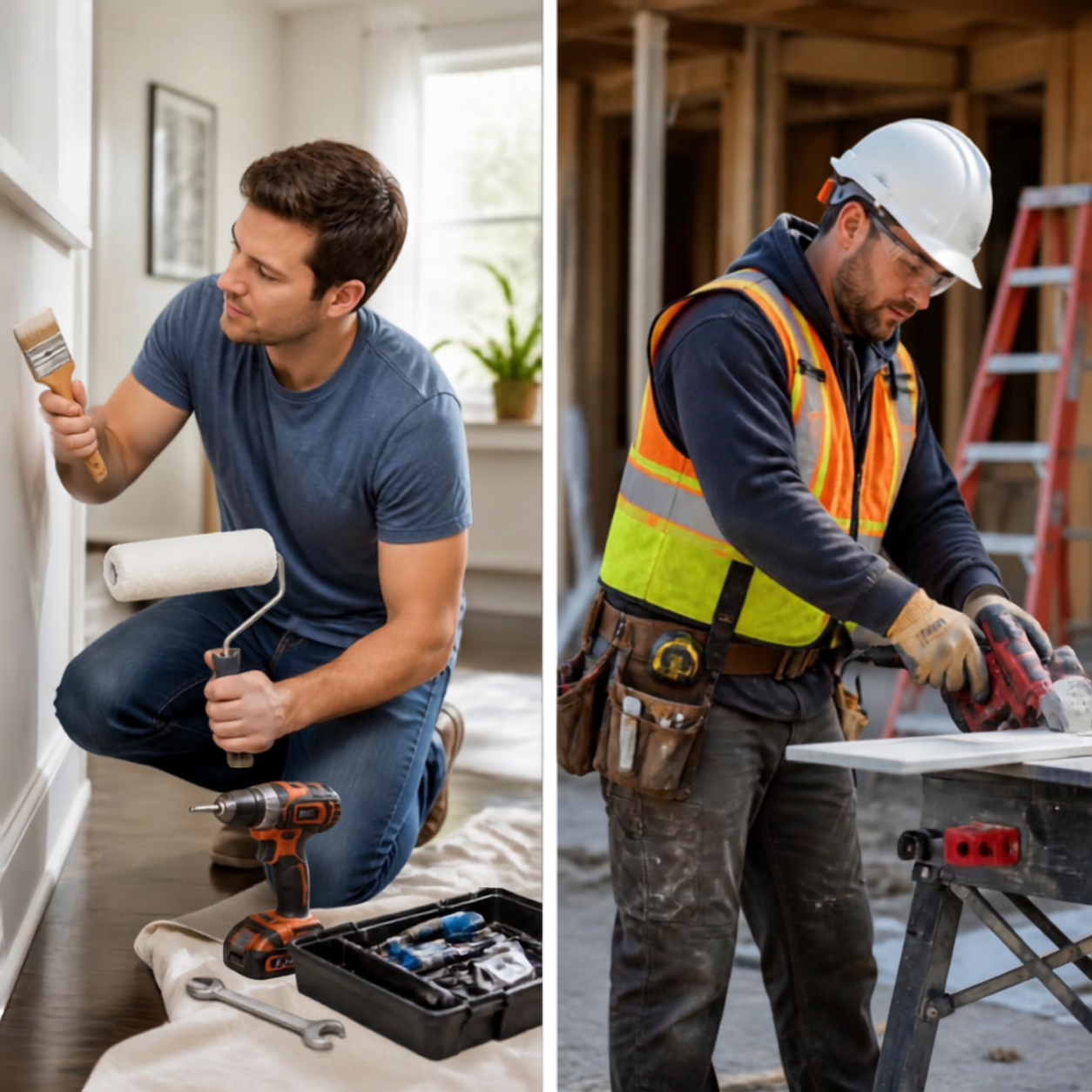 Homeowner deciding when to hire a tradesperson for a home repair in the Shuswap